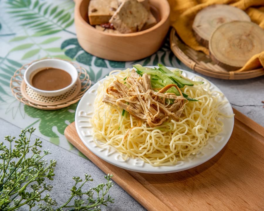 廣佶達實拍的素食麵料理